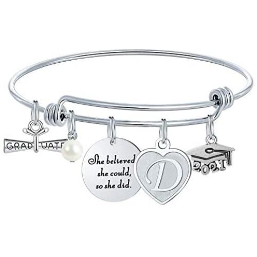 M MOOHAM 2021 Graduation Gifts, Teacher Gifts, 26 Initial Charm Bracelets Gifts for Teacher and Graduate
