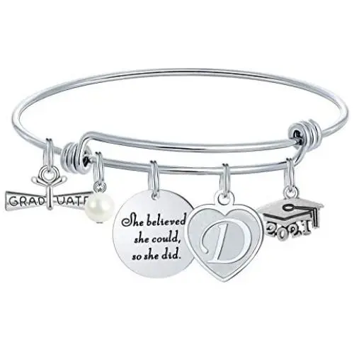 M MOOHAM 2021 Graduation Gifts, Teacher Gifts, 26 Initial Charm Bracelets Gifts for Teacher and Graduate