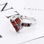 Harley Quinn Ring Poker Shape for Women Suicide Squad Red Crystal Cubic Zirconia Wedding Party Costume Jewelry