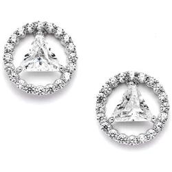 Mariell AA Recovery Symbol Cubic Zirconia Earrings Celebrate Alcoholics Anonymous Sobriety