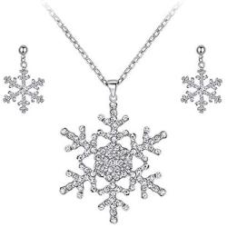 EVER FAITH Austrian Crystal Snowflake Necklace Earrings Set