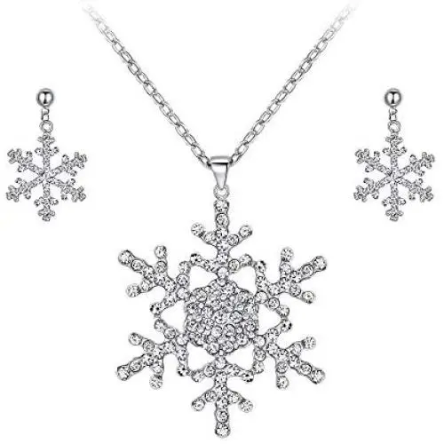 EVER FAITH Austrian Crystal Snowflake Necklace Earrings Set EVER FAITH Austrian Crystal Snowflake Necklace Earrings Set