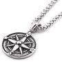 GUNGNEER Stainless Steel Compass Pendant Necklace Keel Chain Life Guide Savior Talisman Jewelry for Mens Womens