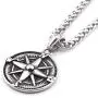 GUNGNEER Stainless Steel Compass Pendant Necklace Keel Chain Life Guide Savior Talisman Jewelry for Mens Womens