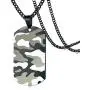 Fusamk Hip Hop Stainless Steel Camouflage Dog Tag Pendant Chain Necklace Fusamk Hip Hop Stainless Steel Camouflage Dog Tag Pendant Chain Necklace