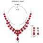EleQueen Womens Bridal CZ Multi Teardrop Statement Necklaces Dangle Earrings Costume Jewerly Sets