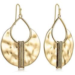 Boho Gold & Silver Ethnic Hammered Crescent Dangle Earrings for Women