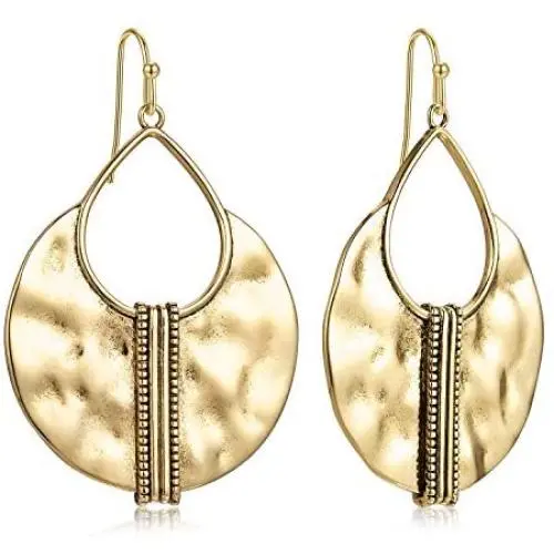 Boho Gold & Silver Ethnic Hammered Crescent Dangle Earrings for Women Boho Gold & Silver Ethnic Hammered Crescent Dangle Earrings for Women