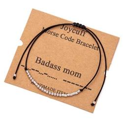 Inspirational Morse Code Encouragement Bracelets for Women Funny Jewelry Gifts for Teen Girls Daughter Sister Best Friend Friendship Adjustable Dainty Silk Beaded Wrap Bracelet