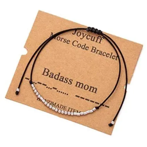 Inspirational Morse Code Encouragement Bracelets for Women Funny Jewelry Gifts for Teen Girls Daughter Sister Best Friend Friendship Adjustable Dainty Silk Beaded Wrap Bracelet