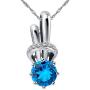 Uloveido Cute Rabbit Shape Pendant Necklace Round AAA Cubic Zirconia Clip On Earrings and Animal Ring Crystal Wedding Engagement Jewelry Set for Women Girls Gift T225