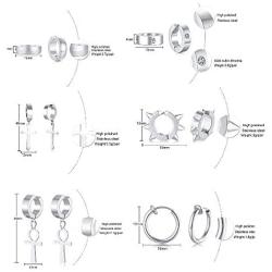 VNOX Unisex Vinatge Stainless Clip On Earrings Non Piercing Leather Feather Charm Dangle Hinged Stud Earrings for Men Women Teen