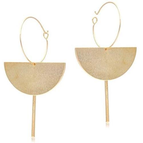 Fashion Exaggerated 18K Gold Geometric Multi-layer Half Circle Dangle Drop Earring for Women