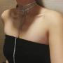 Funyrich Sexy Crystal Layering Necklace Long Rhinestone Pendant Choker Necklaces Chain Punk Nightclub Necklace Jewelry for Women and Girls (Gold)
