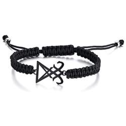 Handmade Braided Rope Satanic Symbol Sigil of Lucifer Charm Bracelets Seal of Satan Jewelry