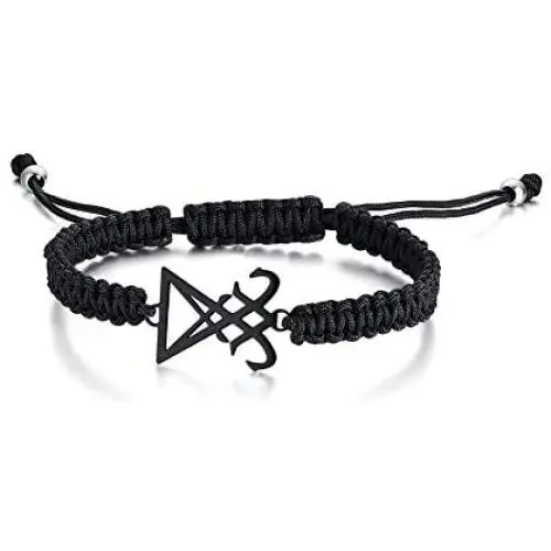 Handmade Braided Rope Satanic Symbol Sigil of Lucifer Charm Bracelets Seal of Satan Jewelry Handmade Braided Rope Satanic Symbol Sigil of Lucifer Charm Bracelets Seal of Satan Jewelry