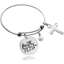 Uloveido Stainless Steel Christian Bible Verse Quote Expandable Wire Bangle Bracelets 2.5 Inches