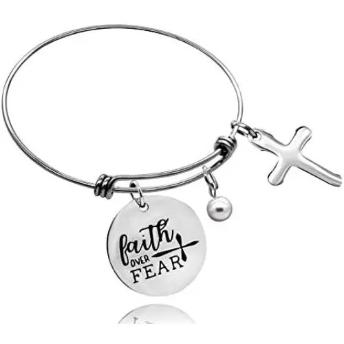 Uloveido Stainless Steel Christian Bible Verse Quote Expandable Wire Bangle Bracelets 2.5 Inches Uloveido Stainless Steel Christian Bible Verse Quote Expandable Wire Bangle Bracelets 2.5 Inches