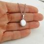Real Forget Me Not Flower Pendant Necklace - Stainless Steel - Flower Preserved in Resin, 18'' Stainless Chain