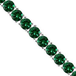 Sterling Silver Genuine, Created or Simulated Gemstone 6mm Round-cut Classic Tennis Bracelet