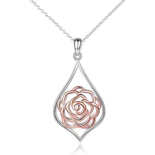 WINNICACA s925 Sterling Silver（Hummingbird&Lotus&Sunflower& Rose& Daisy&Bee&Tree of Life） Pendant Necklace Jewelry for Women Teens Birthday Gift
