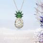 LUHE Pineapple Pendant Necklace,Pineapple Stud Earrings,Pineapple Threader Earrings,Sterling Silver Two-Tone Pineapple Jewelry Gift for Women Teens Girls