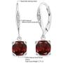 Gem Stone King 925 Sterling Silver Red Garnet and White Diamond Earrings, Cushion Cut Gemstone Birthstone 3.71 Cttw