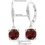Gem Stone King 925 Sterling Silver Red Garnet and White Diamond Earrings, Cushion Cut Gemstone Birthstone 3.71 Cttw