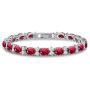 KEZEF CZ Tennis Bracelet - Oval 7x5 CZ & Round 2.50mm White CZ - Silver Over Brass - 7 Inch