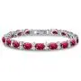 KEZEF CZ Tennis Bracelet - Oval 7x5 CZ & Round 2.50mm White CZ - Silver Over Brass - 7 Inch KEZEF CZ Tennis Bracelet - Oval 7x5 CZ & Round 2.50mm White CZ - Silver Over Brass - 7 Inch