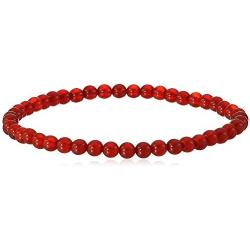 4mm Smooth Round Carnelian Stretch Bracelet in Various Sizes (6, 6.5, 7, 7.5, 8 Inches)