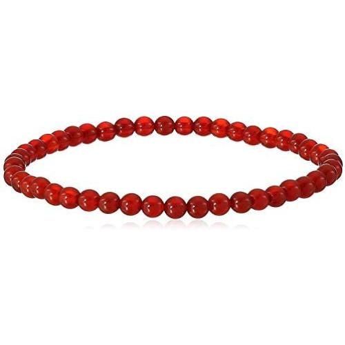 4mm Smooth Round Carnelian Stretch Bracelet in Various Sizes (6, 6.5, 7, 7.5, 8 Inches)