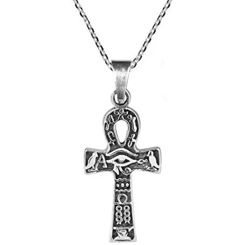 AeraVida Egyptian Eye of Horus Ankh Cross .925 Sterling Silver Pendant Necklace AeraVida Egyptian Eye of Horus Ankh Cross .925 Sterling Silver Pendant Necklace