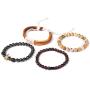 WAINIS Braided Leather Bracelets for Men Women Wrap Tiger Eye Lava Rock Beads Bracelet Woven Ethnic Tribal Rope Wristbands Bracelets Set Adjustable