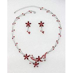 Faship Gorgeous Rhinestone Crystal Floral Necklace Earrings Set