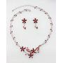 Faship Gorgeous Rhinestone Crystal Floral Necklace Earrings Set