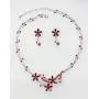 Faship Gorgeous Rhinestone Crystal Floral Necklace Earrings Set