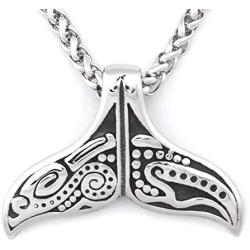 Warvik Totem Horned Deer Head Blue Opal Pendant Necklace Silver Color, Stainless Steel Jewelry Men Women Wheat Chain 20/28 Inch