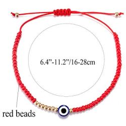 kelistom Beaded Evil Eye Bracelet for Women Men Teen Girls Boys Red/Black Kabbalah Blue Evil Eye Minimalist Bracelets for Protection and Good Luck 1/2/6 Pieces