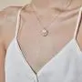 HJL Birth Flower Necklace for Women 18K Gold Plated Paperclip Chain Necklace Month Flower Embossed Coin Disc Pendant Necklace Bohemian Personalized Birthday Jewelry Gift