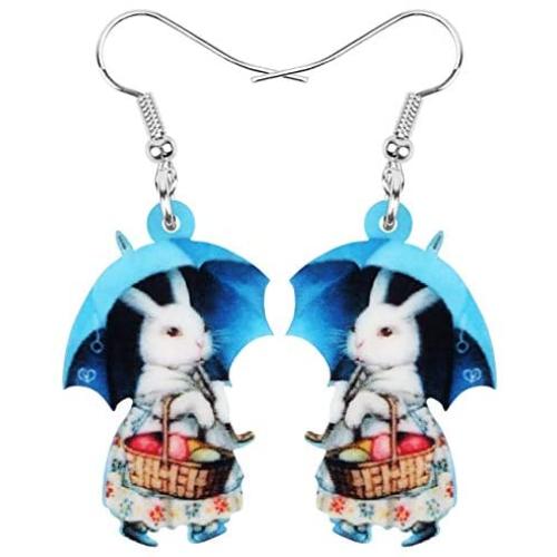 WEVENI Acrylic Easter Bunny Rabbit Earrings Hare Dangle Drop Pet Jewelry For Women Girls Charm Gift