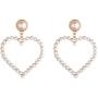 Lux Accessories Heart Shaped White Pearls Fashion Dangle Earrings