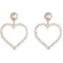 Lux Accessories Heart Shaped White Pearls Fashion Dangle Earrings