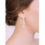 SWEETV Teardrop Wedding Earrings for Brides Birdesmaid, Crystal Cubic Zirconia Bridal Drop Earrings for Women Prom
