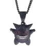 Starryinter Hip Hop Bubble Bling Iced-Out Blue Or Purple Gengar Pendant Necklace 24-inch Rope Chain Starryinter Hip Hop Bubble Bling Iced-Out Blue Or Purple Gengar Pendant Necklace 24-inch Rope Chain