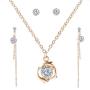 YAZILIND Clavicle Chain Cubic Zirconia Pendant Necklace Link Drop Dangle Stud Earrings Jewelry Set