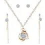 YAZILIND Clavicle Chain Cubic Zirconia Pendant Necklace Link Drop Dangle Stud Earrings Jewelry Set