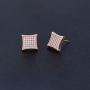 LuReen Gold Silver 11mm Square CZ Stud Earring of Mens Boy aretes para hombre