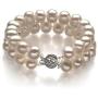 Leonora White 8-9mm Double Strand A Quality Freshwater 925 Sterling Silver Cultured Pearl Bracelet