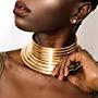 Fstrend African National Choker Collars Gold Leather Chunky Punk Necklace Gothic Statement Necklaces Jewelry for Women and Girls (Gold)